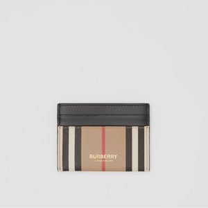 Burberry Icon Stripe and Leather Card Case